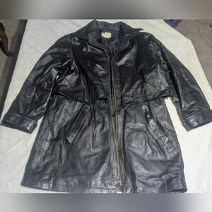 Venezia Black Genuine Leather Jacket Size 14W